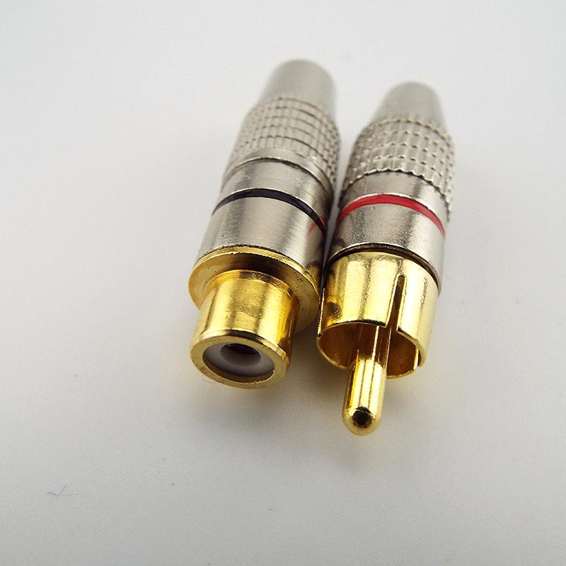 2 Pçs Banhado A Ouro RCA Macho Fêmea Jack Plug Conector Para Adaptador De Áudio E Vídeo Conversor Cabo Coaxial BRH1