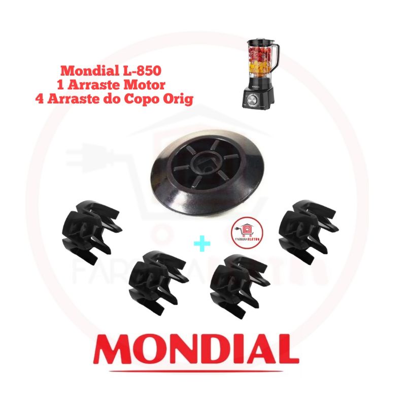 4 Arraste do Copo + 1 Arraste do Motor Liquidificador Mondial L850 Turbo