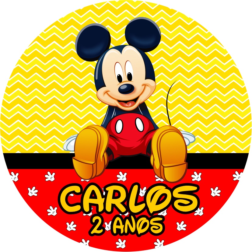 Cartela de Adesivos de Papel Mickey ou  Minnie  com 15 Unidades Personalizados 5x5cm Aniversario Lembrancinha
