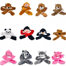 Gorro Touca Pelucia Longo Bolso/luva Bichinho Quentinha Promoçao!!!