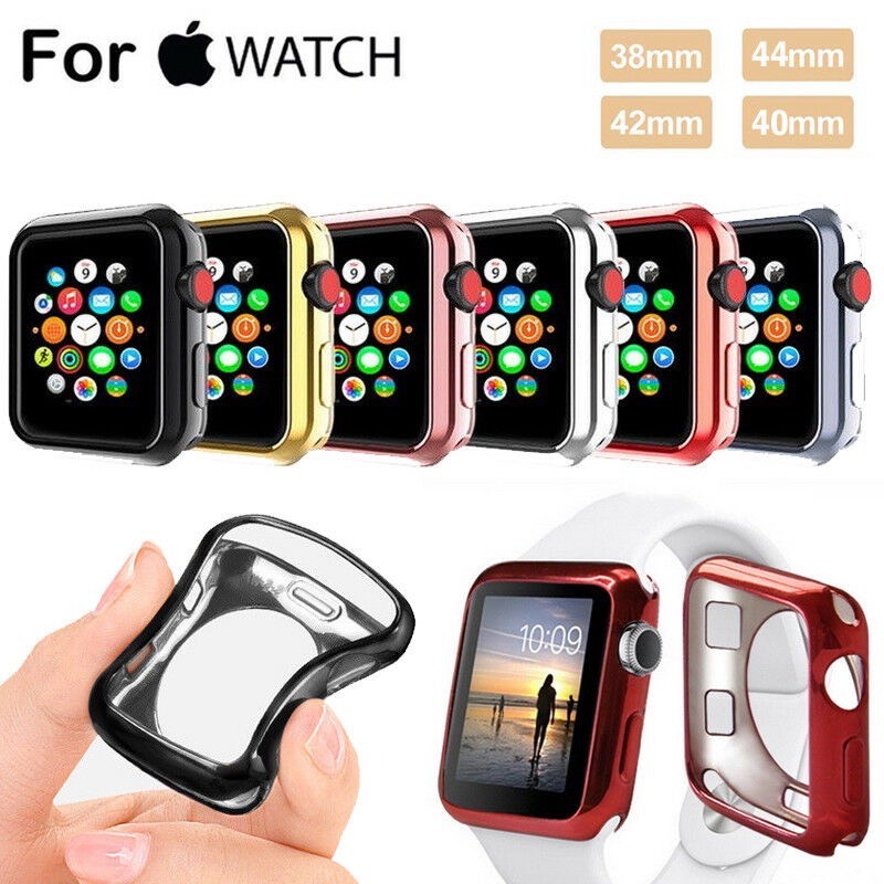 Bumper Capa Protetora Smartwatch 5 4 3 2 1 Protetor De Tela Macio Tpu Bumper Case Capa 44mm 40mm 38mm 42mm - Pronta entrega no Brasil