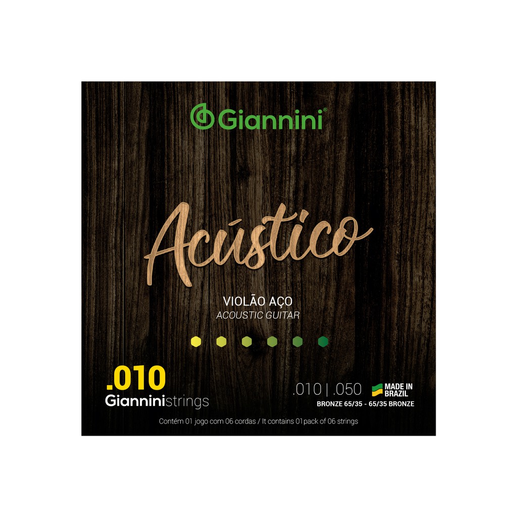 Encordoamento Violão Geswam Acústico Aço 0.10 Giannini.