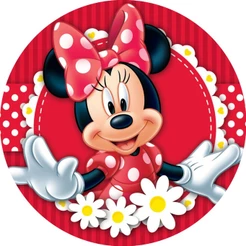 Painel Redondo Tecido Sublimado Minnie Vermelha 1,50m