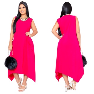 Vestido Feminino Saruel Longo Regata Viscolycra Maxi Bolso