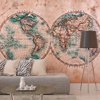 Papel de Parede Personalizado Mapa-Múndi Hemisférios em Oferta na Shopee