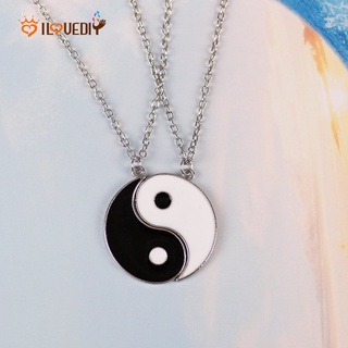 2 Peças Conjunto De Colar Com Pingente De Tai Chi Gossip Yin E Yang