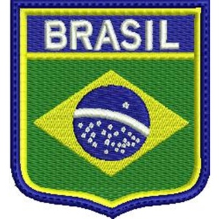 PATCH BORDADO BRASÃO BRASIL 7,5x6,8 cm com Carrapicho, para costurar ou Termocolante
