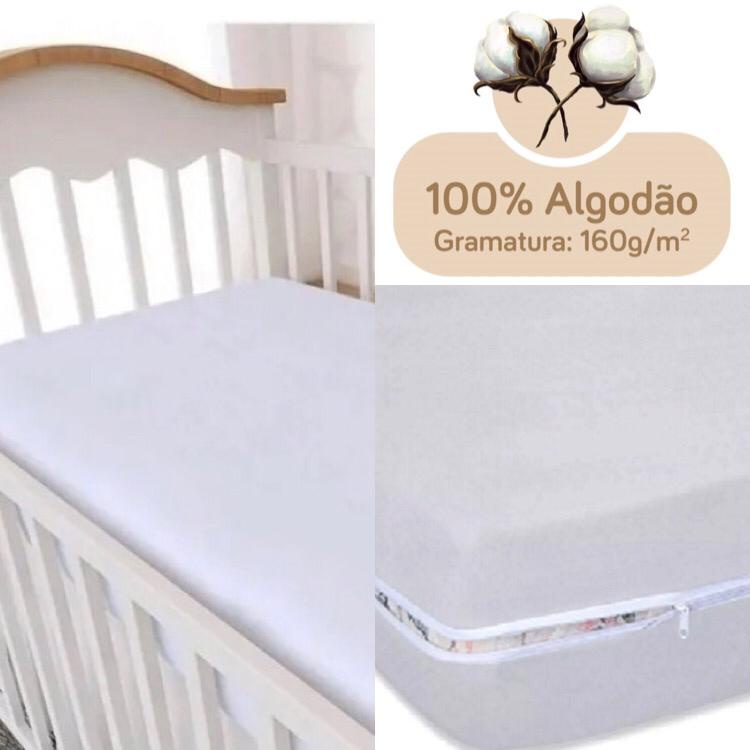 Capa de Algodão Protetor de Colchão Berço com Zíper - Enxoval Bebê