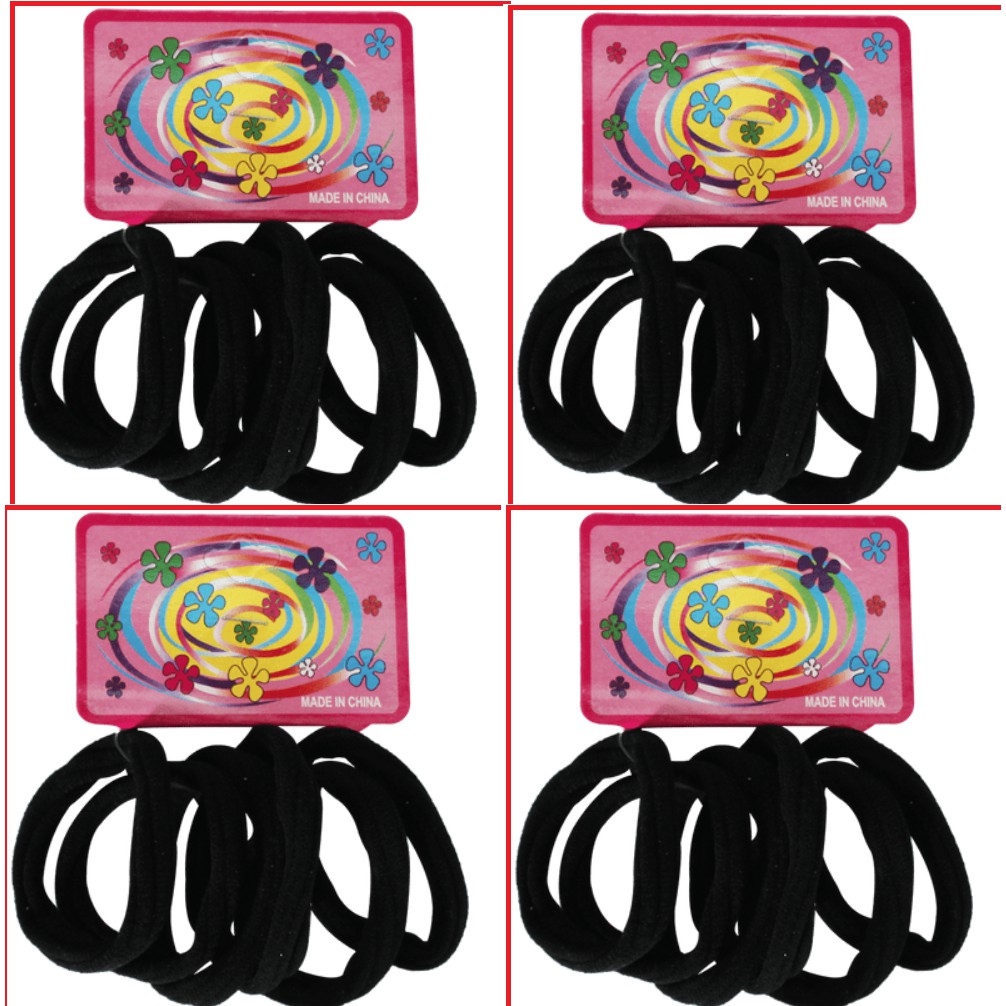 Kit com 24 Unidades Elástico De Cabelo, Xuxinha, Rabico De Cabelo (Cor preto) em Oferta na Shopee