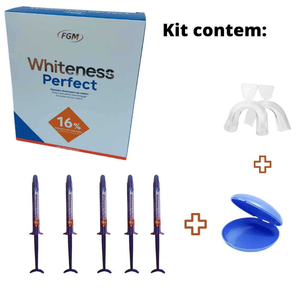 clareador dental perfect 16 kit original fgm + moldeira Shopee Brasil