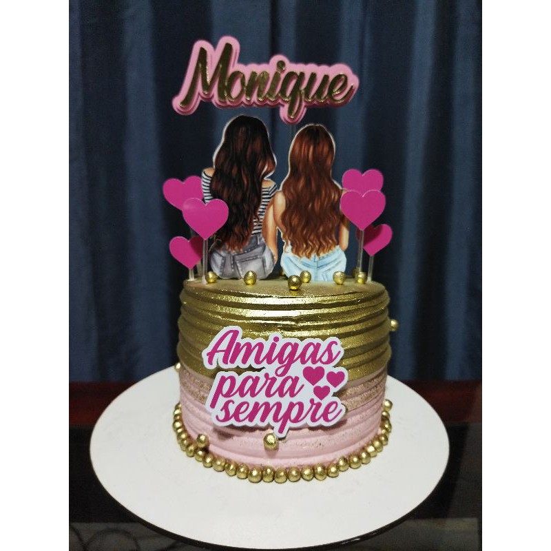 Topo de bolo amigas para sempre | Shopee Brasil