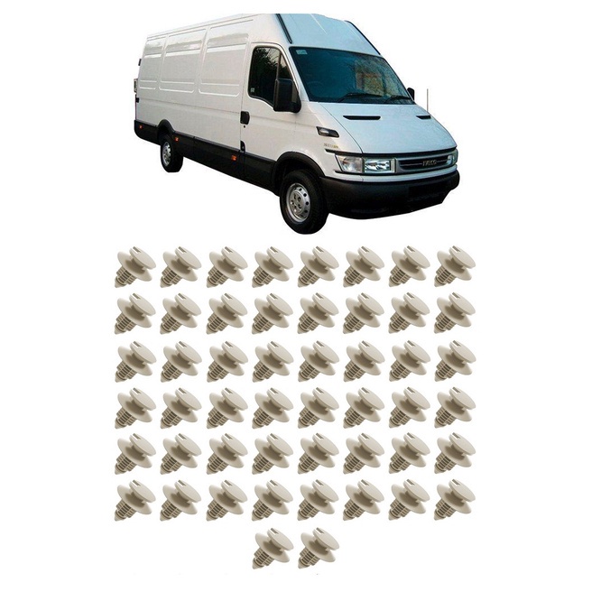 Kit 50 Grampo Presilha Fixador Forro de Porta Iveco Daily 1998 a 2007