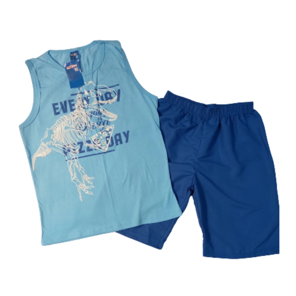 Conjunto Masculino infantil de Camiseta regata com Bermuda Tactel WRK tamanho 12 e 14