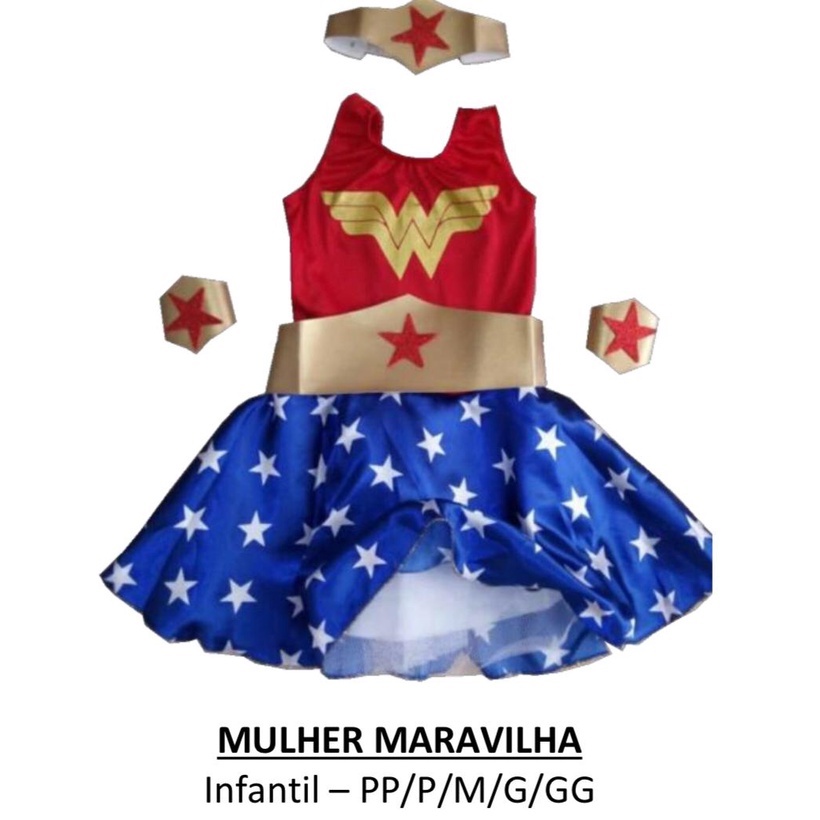 Fantasia Infantil Roupa Mulher maravilha c acessórios | Shopee Brasil