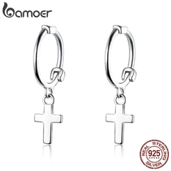 Bamoer The Cross Moda Feminina Oscila O Brinco Prata 925 Sce547