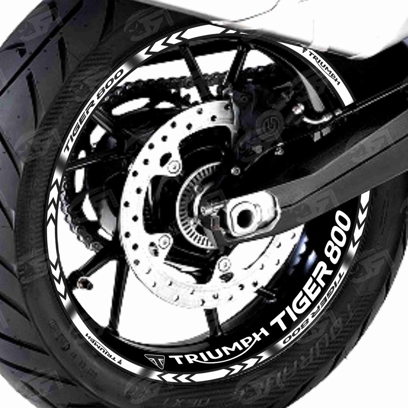 Adesivo Friso Refletivo Roda Moto Triumph Tiger 800 XR XRX XRT Tiger 800 XC XCX XCA  + Adesivos Internos M01 branco