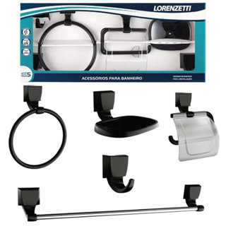 Acessórios para Banheiro Lorenzetti Quadra 05 Peças Preto em Oferta na Shopee