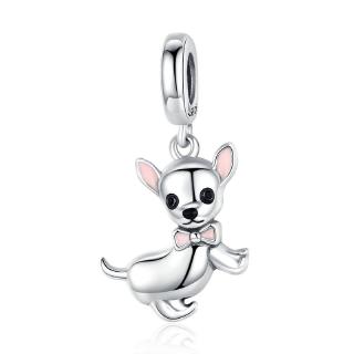 Bamoer Chihuahua Pingente Charme Prata 925 Pulseira/Colar Acessórios SCC1317