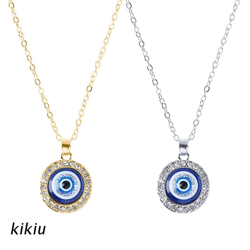 kiki Dot Diamond Lucky Blue Eye Necklace Evil Eye Pendant Necklace Turkish Evil Eye for Protection and Blessing for Women