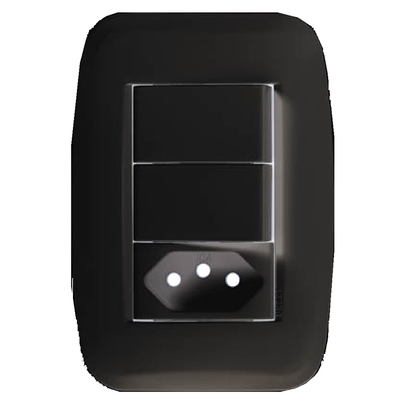 CONJUNTO 2 INTERRUPTOR PARALELO + 1 TOMADA 2P+T 10A PEZZI PRETO CLASSICA
