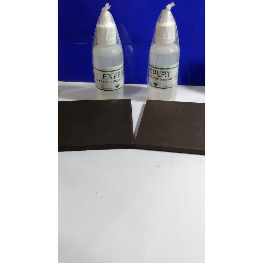 Teste Ouro 10 Kilates testa Joias prata em com Qualidade e perfeição 2 Vidros Teste 30 Ml + 2 Pedras 7.50  Cm x 7.50 Cm