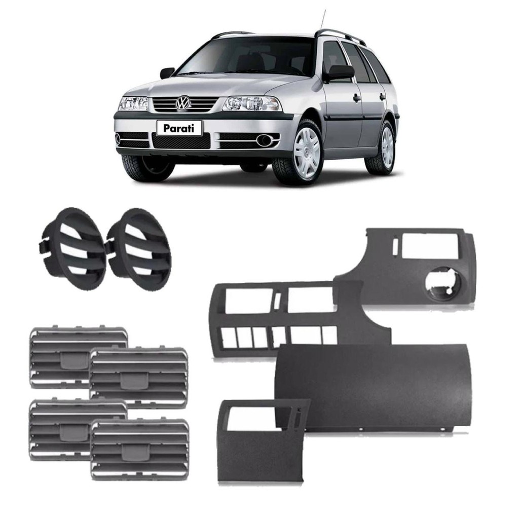 Kit Acabamentos do Painel + Grades Difusores Saída de Ar Gol Saveiro Parati G3 Cinza em Oferta na Shopee