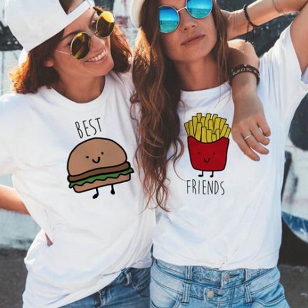 Kit 2 Camisetas Femininas Best Friends Hambúrguer E Batata TSHIRT