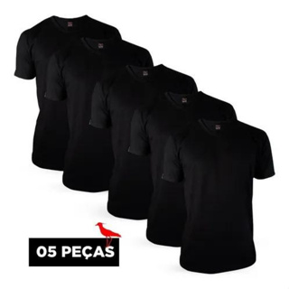 Kit 5 Camisetas Básicas Masculinas Lisas 5 Pretas de Alta Qualidade Gola Redonda em Oferta na Shopee