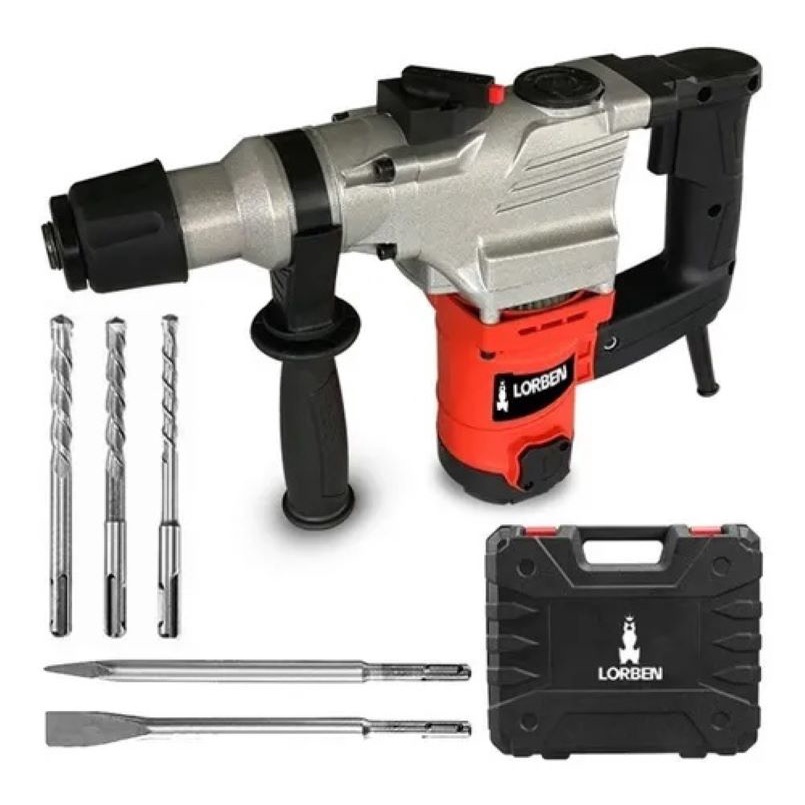 Martelete Rompedor Demolidor Furadeira 1350w Cinzel, Brocas e Maleta 110V Lorben