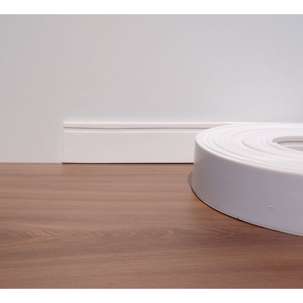 Rodapé Roda Meio Autocolante Flexível 13 Metros Eva 7cm x 8mm Boiserie Roda Meio