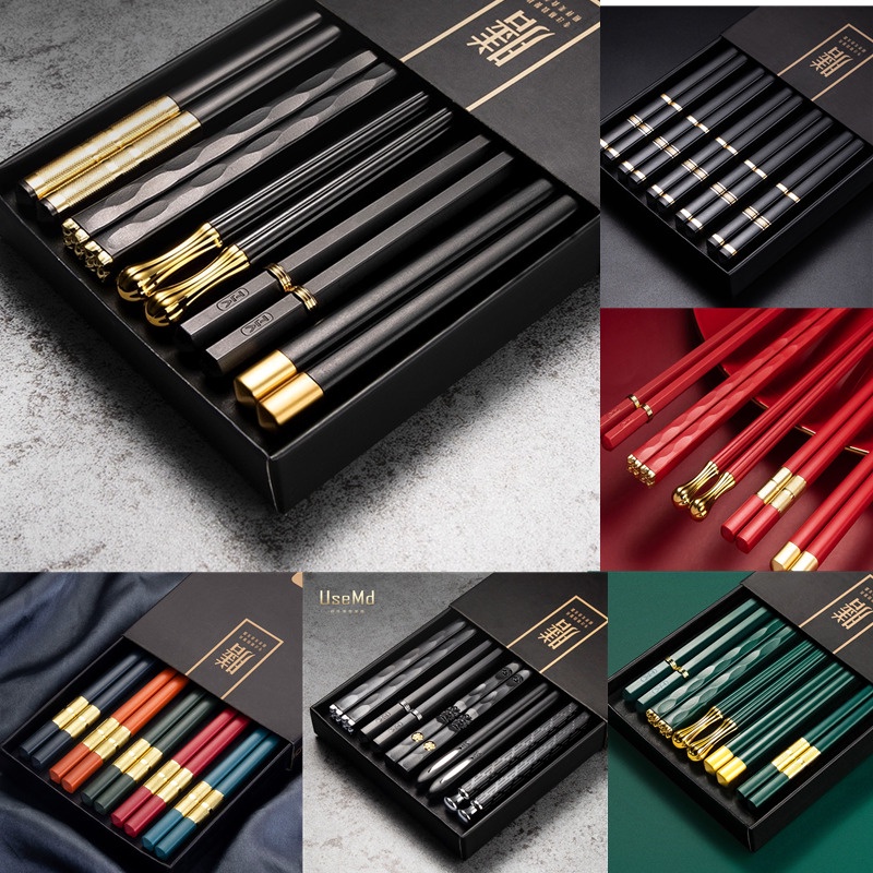 5 Pares/Conjunto De Hashi Chinês De Liga Para/Comida em Oferta na Shopee