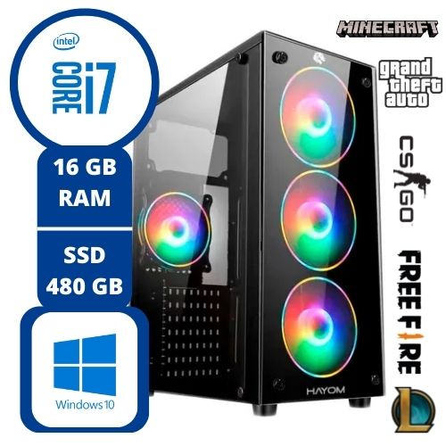 Pc gamer Completo I7 16GB RX 580 SSD 960GB monitor 27