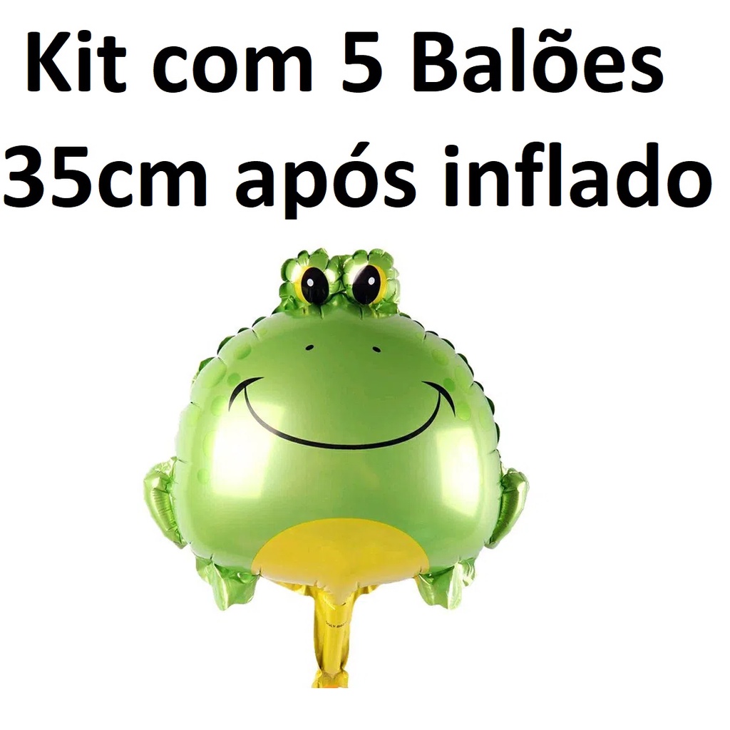 Kit com 5 Balão Sapo Metalizado 35cm Após Inflado Balões Animais ...