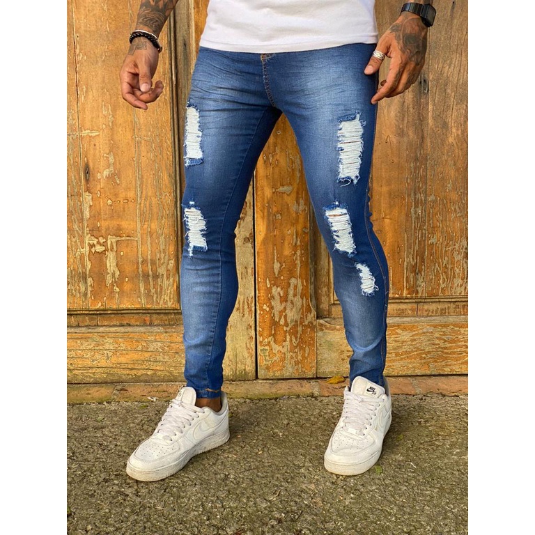 Calça Jeans Masculina Skinny Preto Com Lycra Justa - Escorrega o Preço