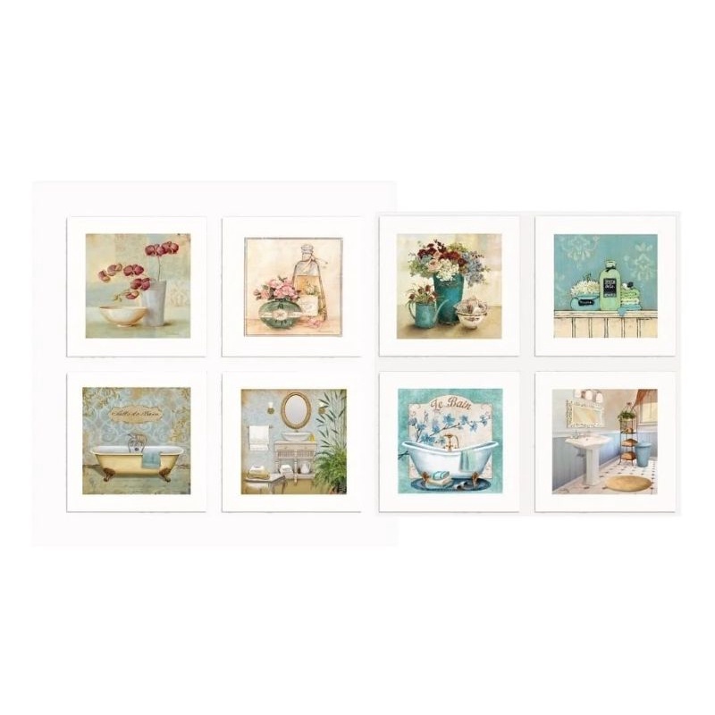 Quadro Decorativo Banheiro Lavabo Higiene Sabonete Toalha Espelho Papel Toalheiro Perfume