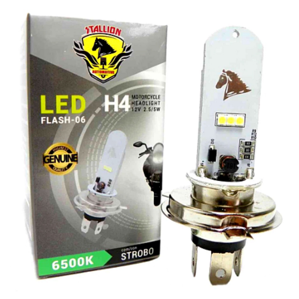 Lâmpada Farol Led H4 6500k Super Branca Stallion (Cavalinho) Strobo Efeito Xenon - Spare Parts and Accessories for Vehicles