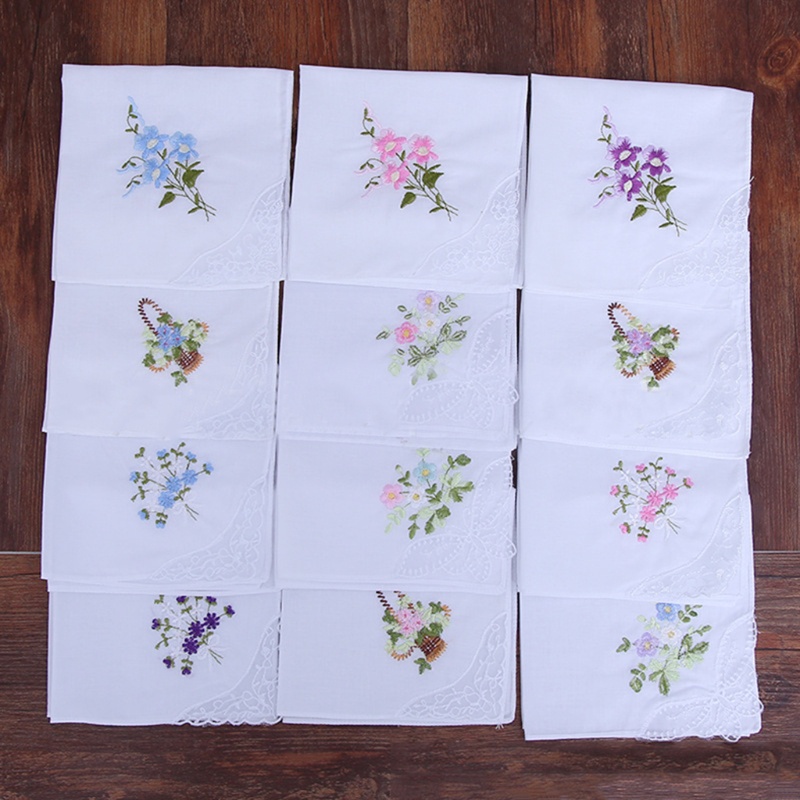 Judeu 6 Pcs Lenço Senhoras Renda Bordado Floral Hanky Judeu 6 Pcs Lenço Senhoras Renda Bordado Floral Hanky