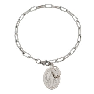 Pulseira Cadeia de Consagração com Medalha de Nossa Senhora das Graças Inox