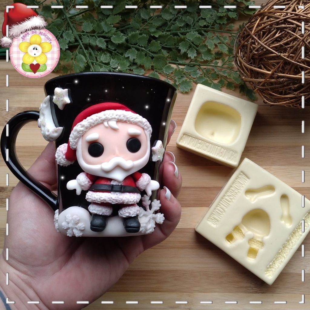 Molde de silicone AB401 - Noel Funko Pop  - Coleção Natal - ( biscuit, apliques, enfeites, velas, resina, gesso, porcelana fria, sabonetes, bijuterias )