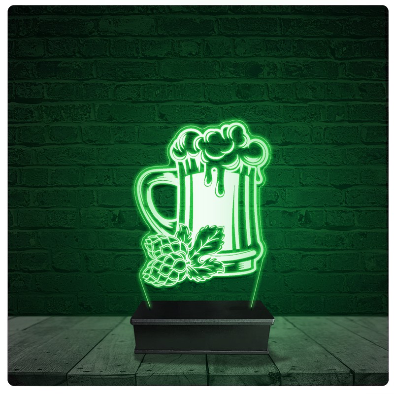 Luminária Abajur Acrílico Led - Caneco Chopp Cerveja