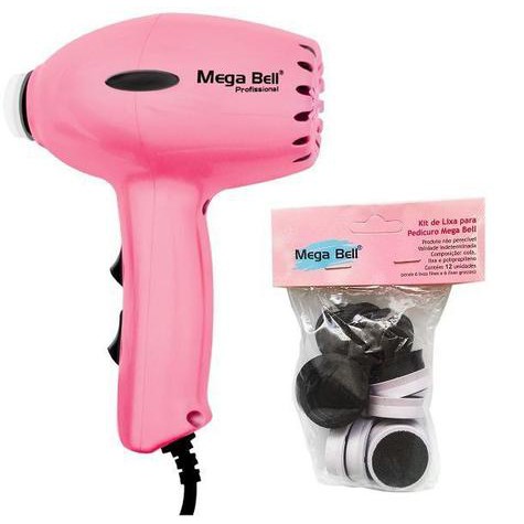 Pedicuro Elétrico Mega Bell Compact Pink 110V + 12 lixas C/ Nota Fiscal