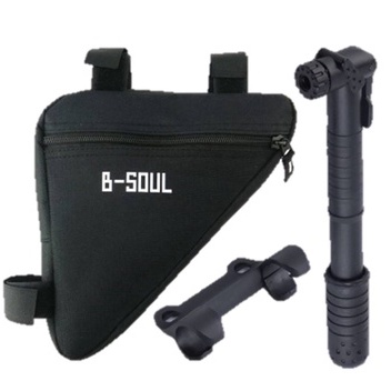 Bolsa Bag Para Quadro Suporte Bike Triangular + Bomba de encher pneus bicicleta