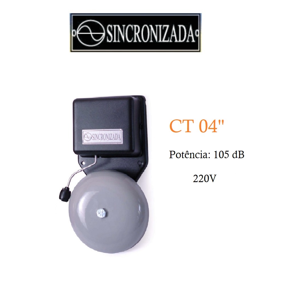 Campainha Cigarra Sirene Sincronizada 220v 105db Ct 04