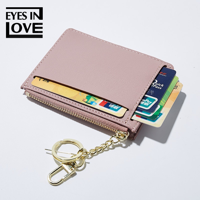 Brand Card Holder Women Soft Leather Key Chain Bag Small Card Wallets Female