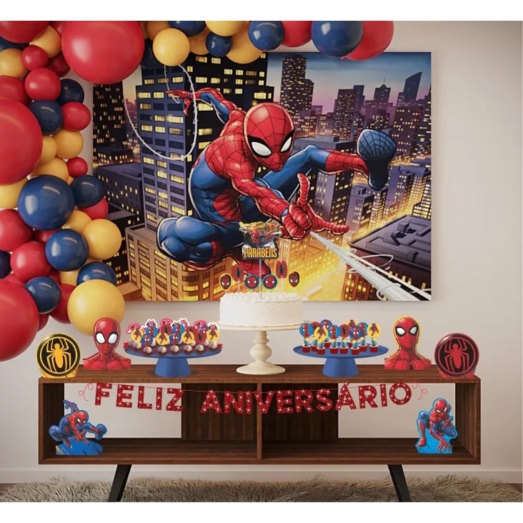 Painel Homem Aranha TNT Grande Painel decoração festa 1,40m VEJA AS FOTOS