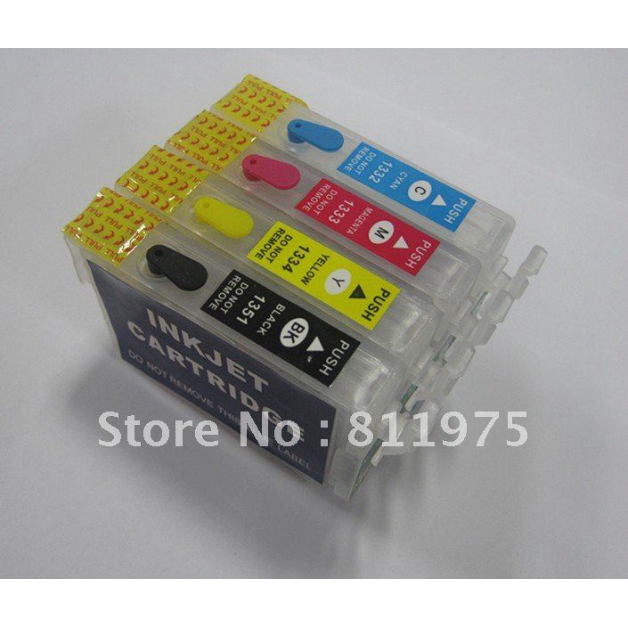 Cartucho de tinta recarregável 135 t1351 + t1332 t1333 t1334 para impressora epson stylus t25 tx123 tx125 tx133 tx135