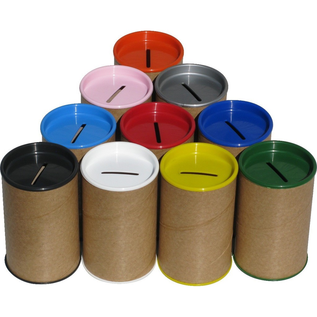 Cofrinho de Papelão 10 alt x 6 cm tampa plástica -  Maricota Festas