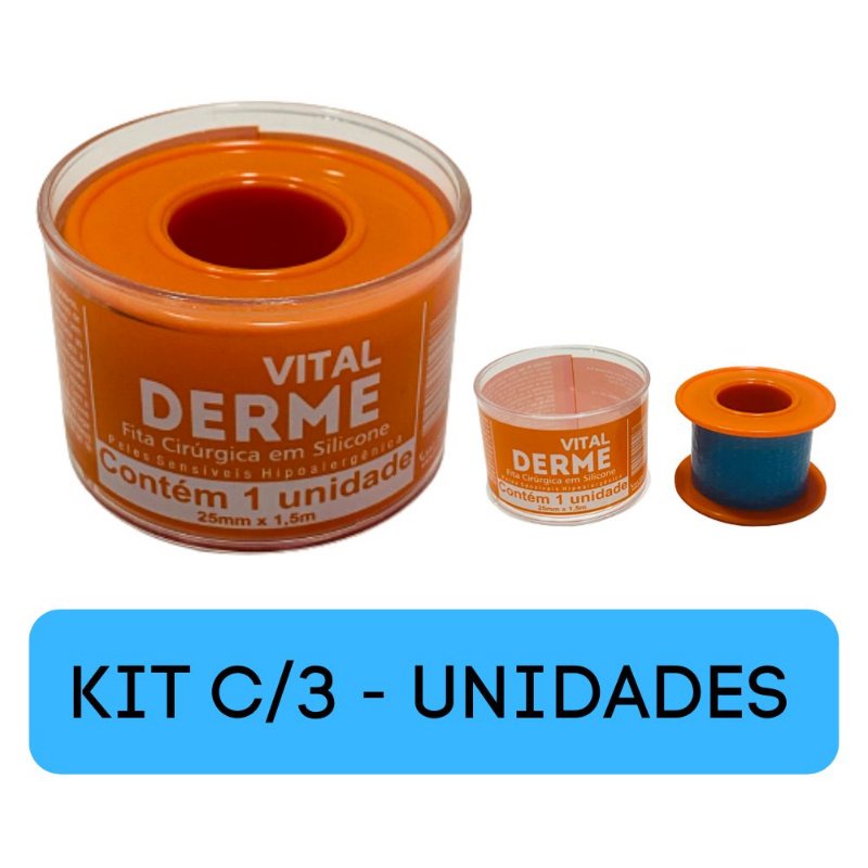 3 Rolos de Fita Cirúrgica De Silicone Adesiva 2,5cm x 1,5 metro (Cicatriz e Queloide)- Vital Derme em Oferta na Shopee