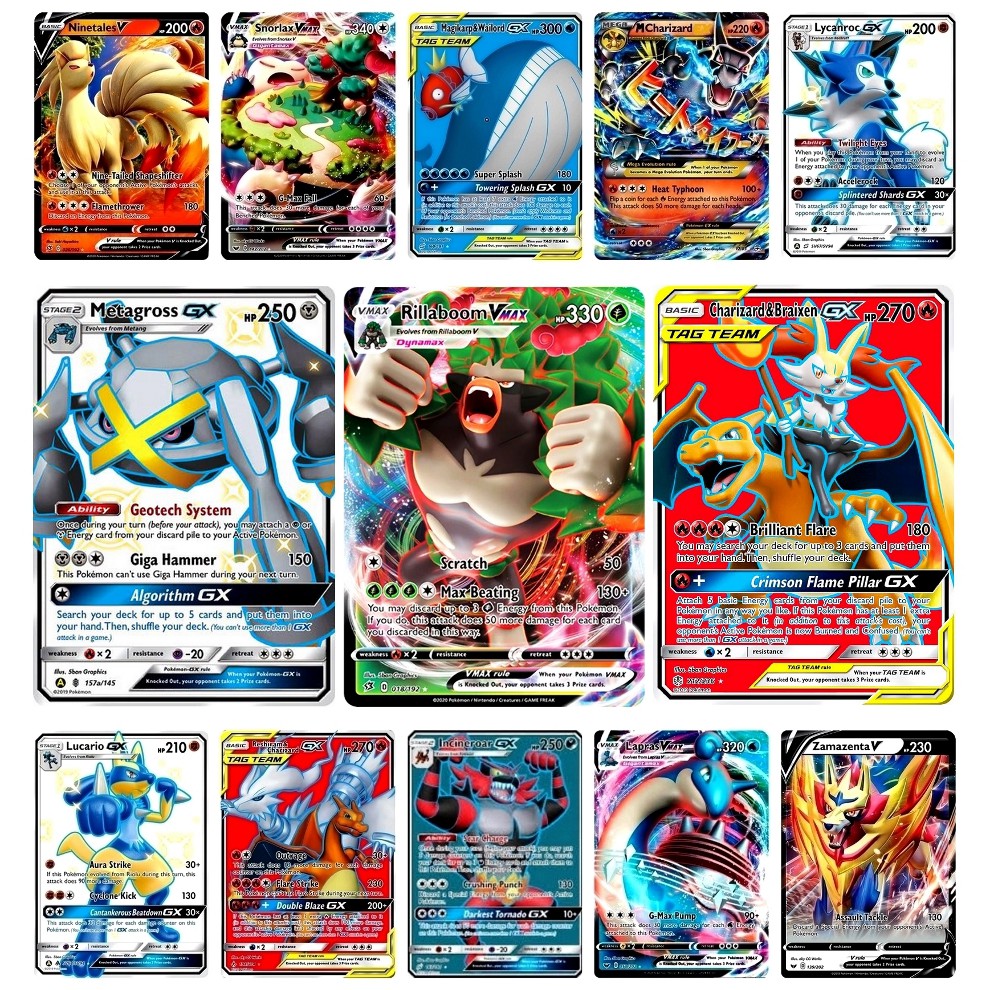 50 Cartas Pokemon Brilhantes Shiny Gx Aliados V Vmax Raras