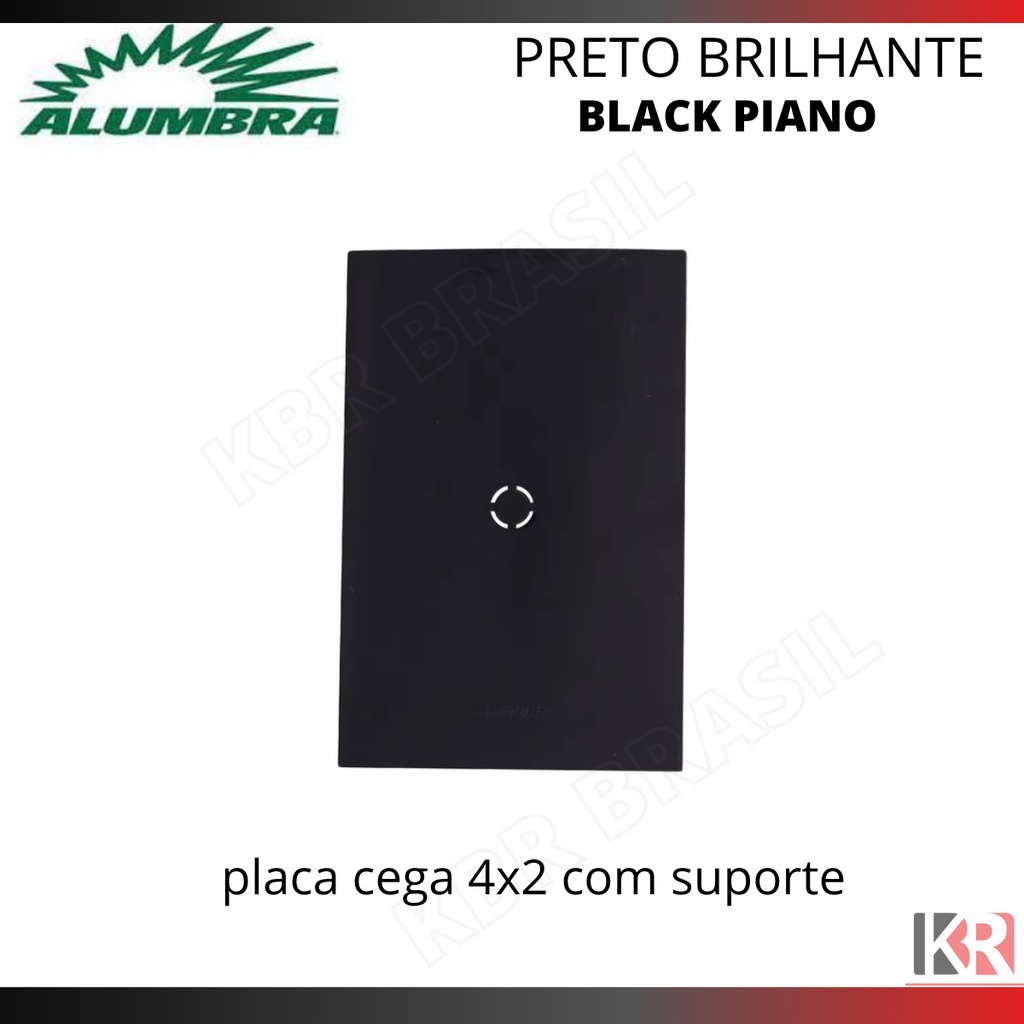 Placa cega 4x2 preto brilhante - ALUMBRA BLACK PIANO